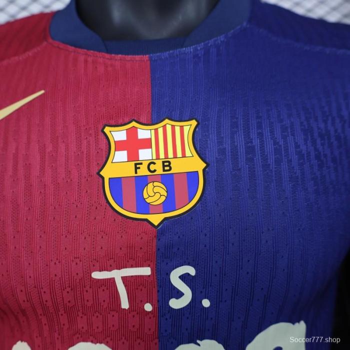 Player Version 25/26 FC Barcelona Home  with Pink  T.S. 1989  Jersey