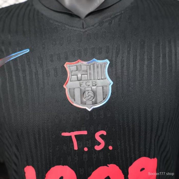 Player Version 25/26 FC Barcelona Black with Pink  T.S. 1989  Jersey