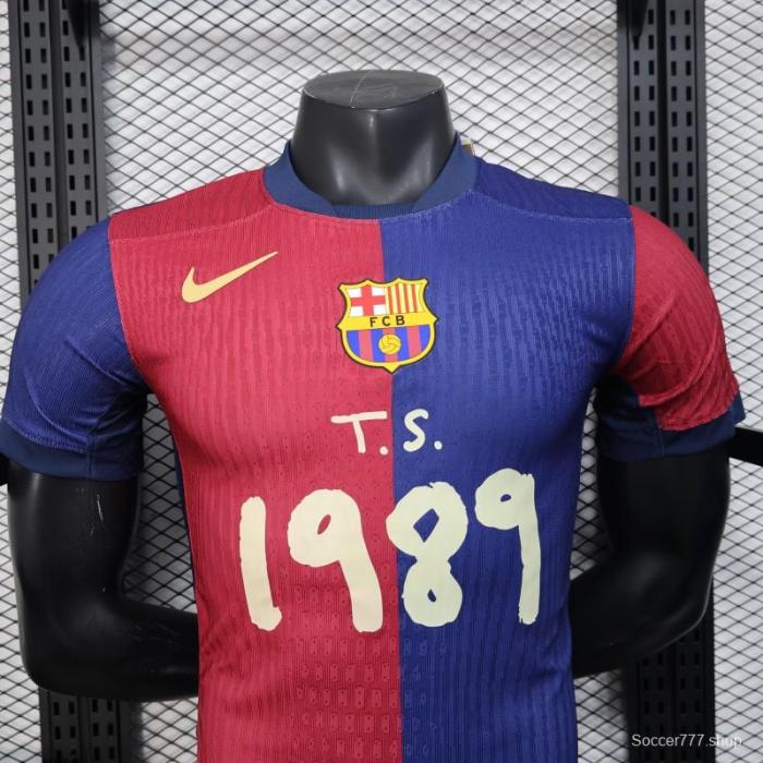 Player Version 25/26 FC Barcelona Home  with Pink  T.S. 1989  Jersey