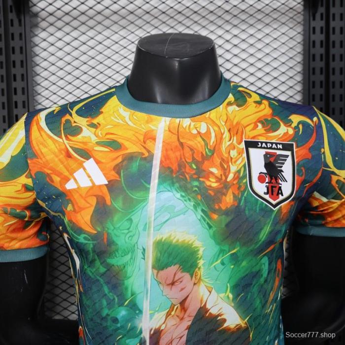 Player Version 2025 Japan Jersey with Samurai Design and Fiery Background