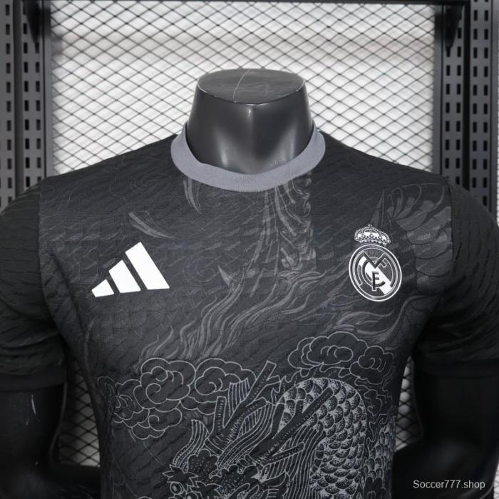 Player Version 25/26 Real Madrid Black with Dragon Design Jersey