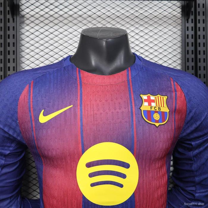 Player Version 25/26 Barcelona Home Long Sleeve Jersey