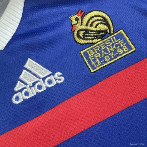 Retro Kids 1998 France Home Long Sleeve Jersey
