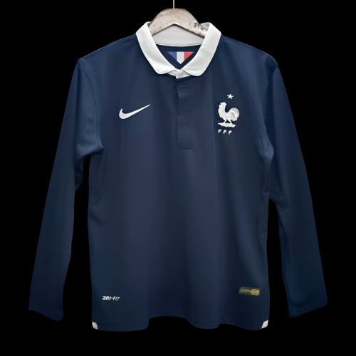 Retro 2014 France Home Long Sleeve Jersey