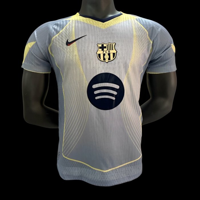 Player Version 25/26 FC Barcelona Grey with Yellow Accent Lines Jersey
