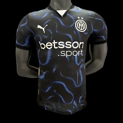 Player Version 25/26 Inter Milan Black with Blue Snake Pattern Jersey