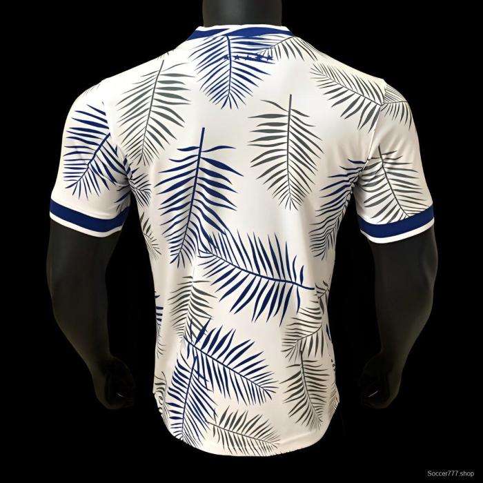 Player Version 2025 Brazil White with Palm Leaf Pattern Jersey