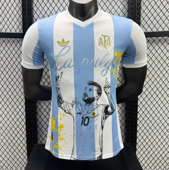 Player Version 2025 Argentina Home Sky Blue with Messi Celebration Print Jersey