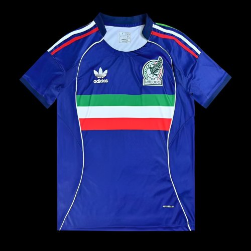 2025 Mexico  Blue with Tricolor Stripe Jersey