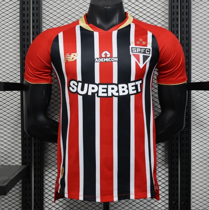 Player Version 25/26 Sao Paulo Home Jersey With Full Sponsors