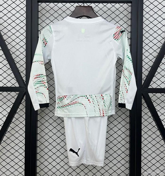 2025 Kids Portugal Away White Long Sleeve Jersey