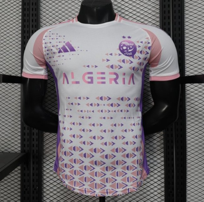 Player Version 2025 Algeria White-Pink with Geometric Pattern Jersey