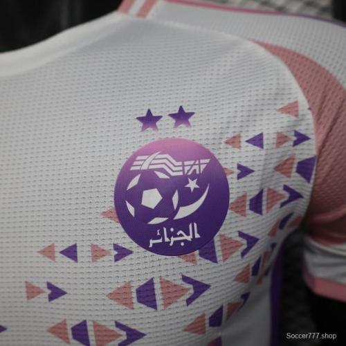 Player Version 2025 Algeria White-Pink with Geometric Pattern Jersey