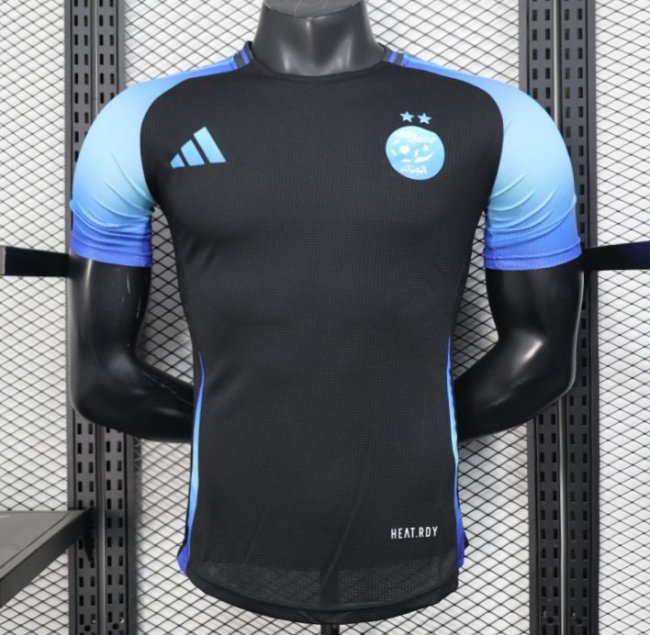 Player Version 2025 Algeria Black with Blue Sleeves Jersey