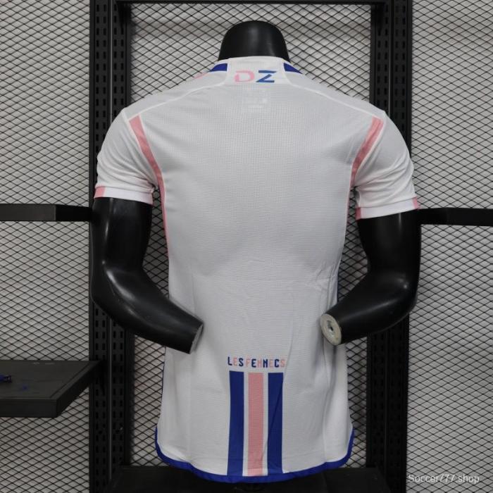 Player Version 2025 Algeria White-Pink with Country Map Design Jersey