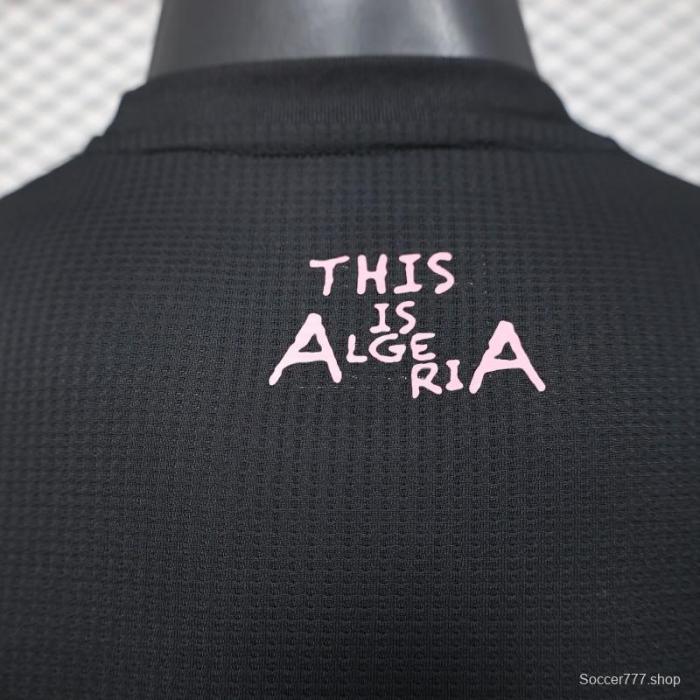 Player Version 2025 Algeria Black with Pink Ornamental Pattern Jersey