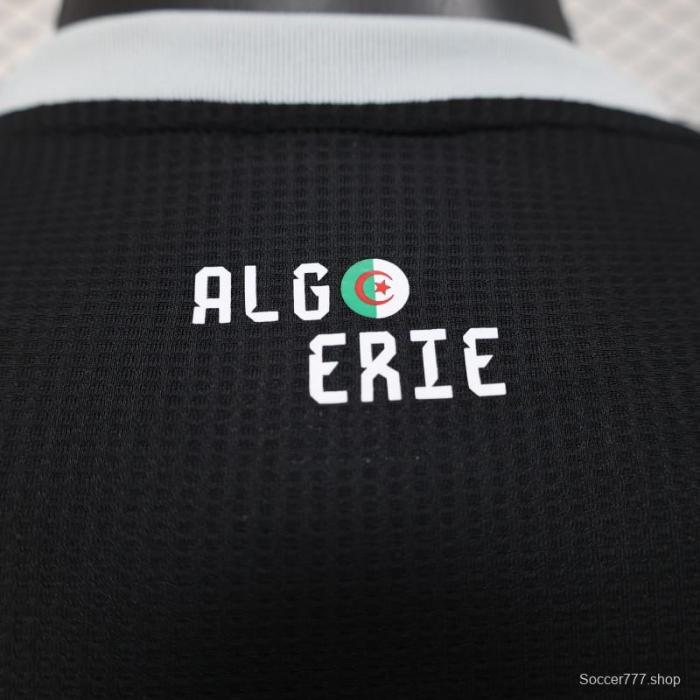 Player Version 2025 Algeria Black with White Arabic Sponsor Jersey