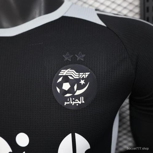 Player Version 2025 Algeria Black with White Arabic Sponsor Jersey