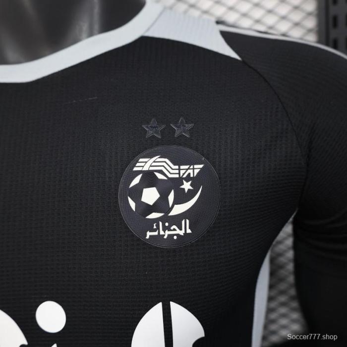 Player Version 2025 Algeria Black with White Arabic Sponsor Jersey