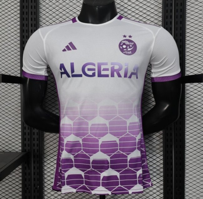 Player Version 2025 Algeria White with Purple Honeycomb Pattern Jersey