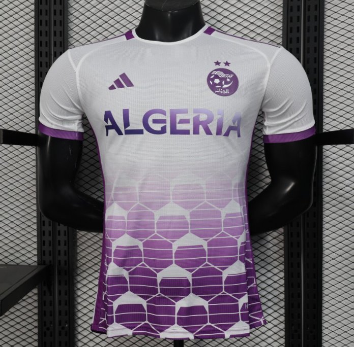 Player Version 2025 Algeria White with Purple Honeycomb Pattern Jersey