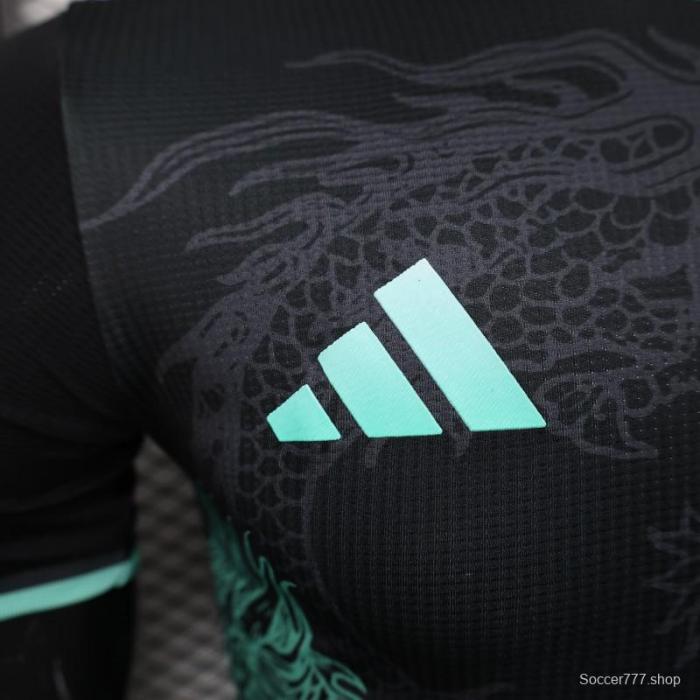 Player Version 2025 Algeria Black with Mint Green Dragon Pattern Jersey