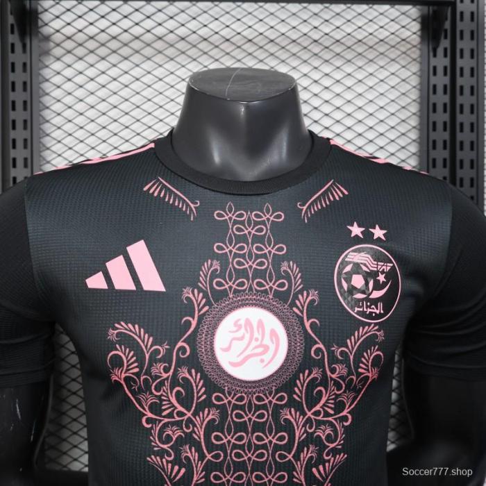 Player Version 2025 Algeria Black with Pink Ornamental Pattern Jersey