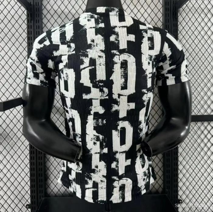 Player Version 25/26 Barcelona White with Abstract Graffiti Pattern Jersey