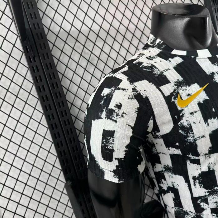 Player Version 25/26 Barcelona White with Abstract Graffiti Pattern Jersey