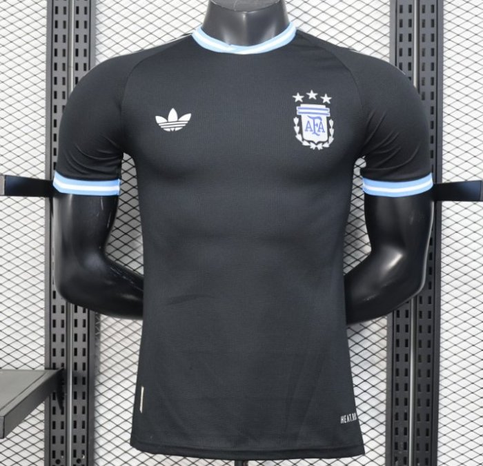 Player Version 2025 Argentina Black with Sky Blue Trim Jersey