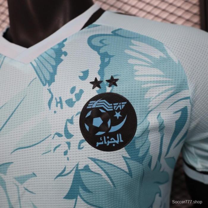 Player Version 2025 Algeria Light Blue with Tropical Leaves Pattern Jersey