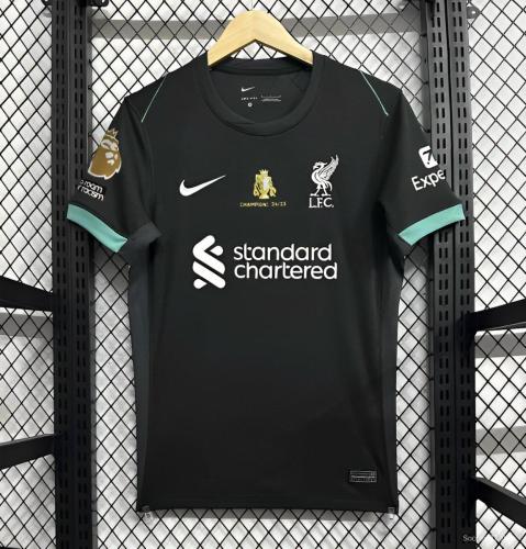 24/25 Liverpool Away Black Jersey With 20 Champions Printing