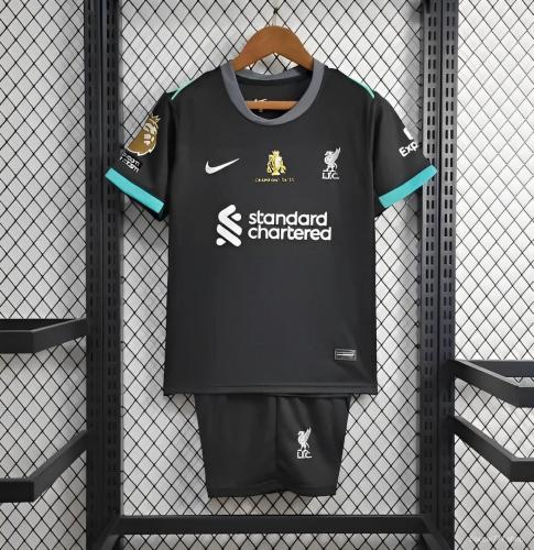 24/25 Kids Liverpool Away Black Jersey With Champion Printing