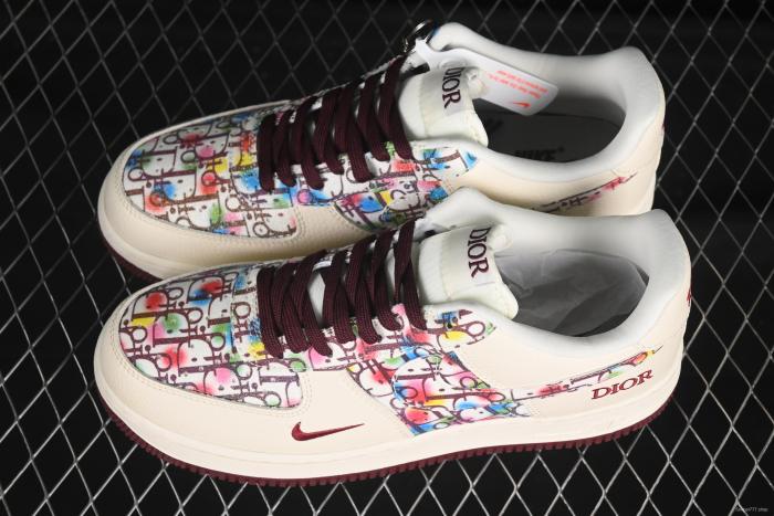 Nike Air Force 1'07 Low Dior Collaboration Floral Embroidery Casual Sneakers - DF0188-063