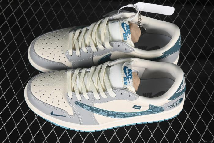 Nike Travis Scott x Fragment Design x Air Jordan 1 Low OG SP AJ1 North Face Collaboration Sneakers - LD2025-026
