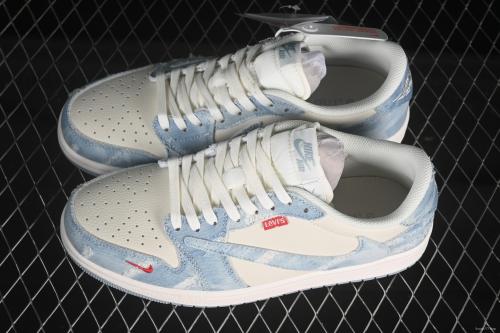 Nike Travis Scott x Fragment Design x Air Jordan 1 Low OG SP AJ1 Levi's Collaboration Low-Top Casual Sneakers - LE2436-137