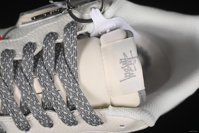 Nike Air Force 1'07 Low Stussy Collaboration Grey Swoosh Grey Base Red Label Casual Sneakers - CS5288-008