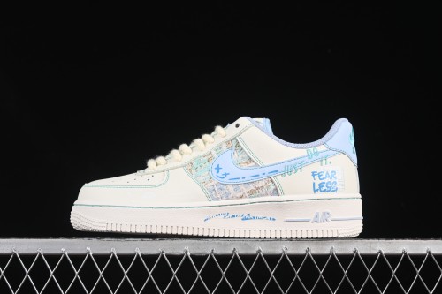 Nike Air Force 1'07 Low  Love Words  Casual Sneakers with Blue Romantic Design - FJ7740-510