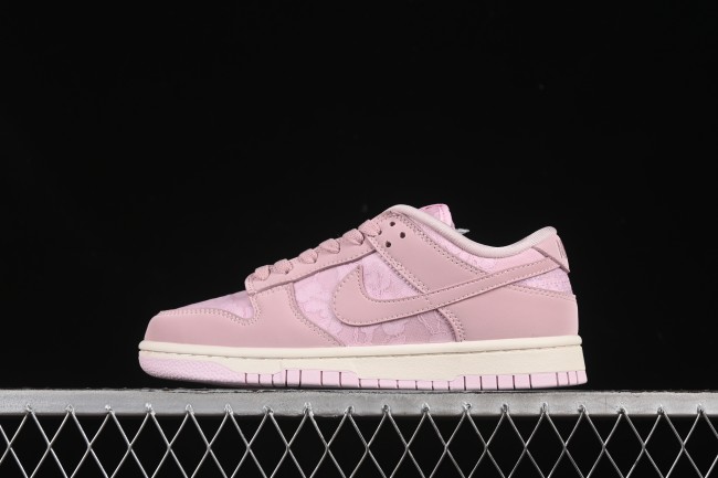 Nike SB Dunk Low Regal Pink Low-Top Casual Skate Shoes with Lace Floral Pattern - HJ5870-600