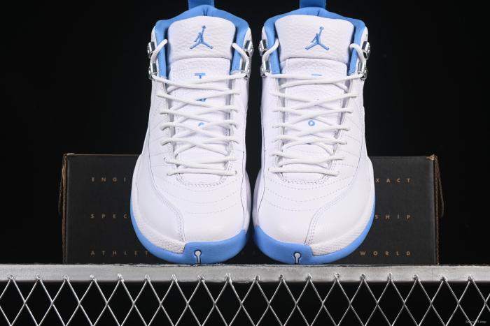 Nike Air Jordan 12 Retro Basketball Shoes in White University Blue - CT8013-112