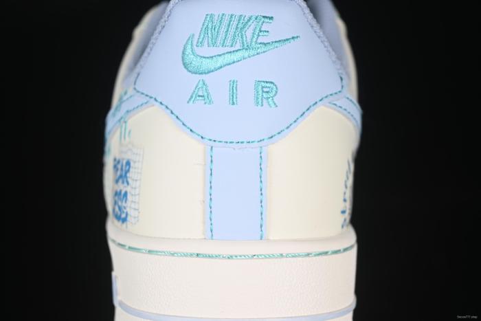 Nike Air Force 1'07 Low  Love Words  Casual Sneakers with Blue Romantic Design - FJ7740-510