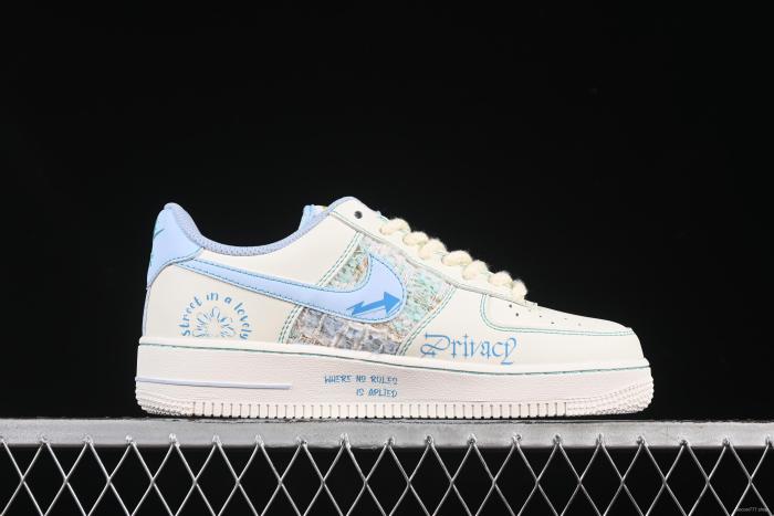 Nike Air Force 1'07 Low  Love Words  Casual Sneakers with Blue Romantic Design - FJ7740-510