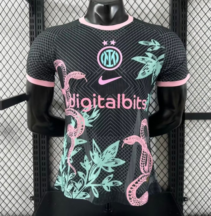 Player Version 25/26 Inter Milan Black with Snake and Floral Pattern Jersey