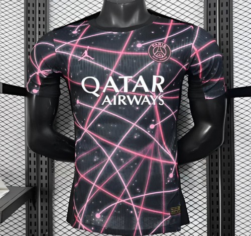 Player Version 25/26 Paris Saint-Germain PSG Black with Neon Geometric Network Jersey