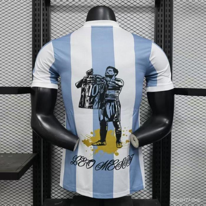 Player Version 2025 Argentina Blue with Messi Celebration Print Jersey