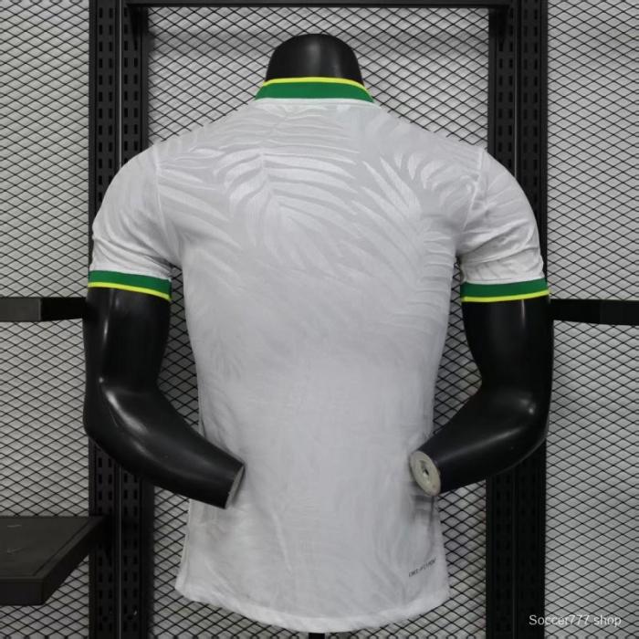 Player Version 2025 Brazil White with Rooster Print Jersey
