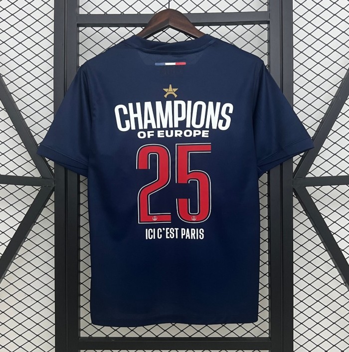 1 Star 24/25 PSG Home Jersey With 25 Champions Printing