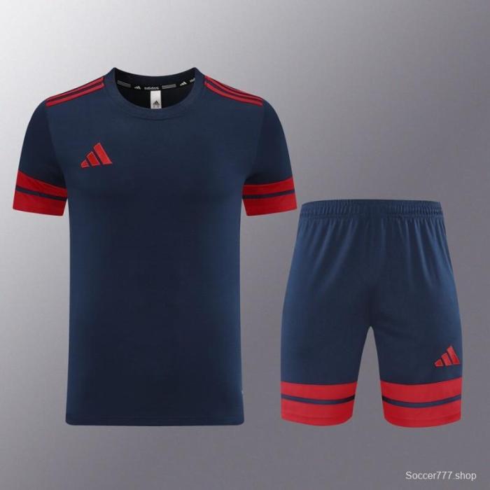 2025 Adidas Black/Red Short Sleeve Jersey+Shorts