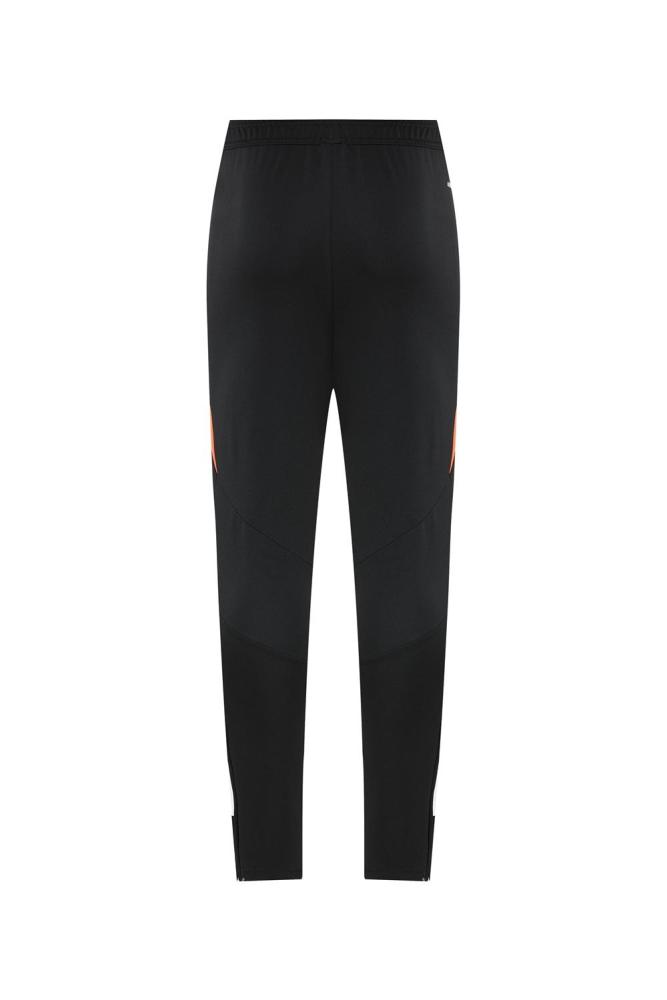 2025 Adidas Dark Grey & Black with Leopard Print Pattern and Orange Accents Half Zipper Jacket +Long Pants