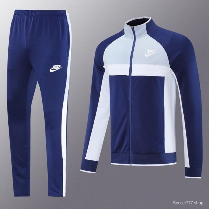 2025 Nike Grey/Navy Full Hoodie Zipper Jacket +Long Pants